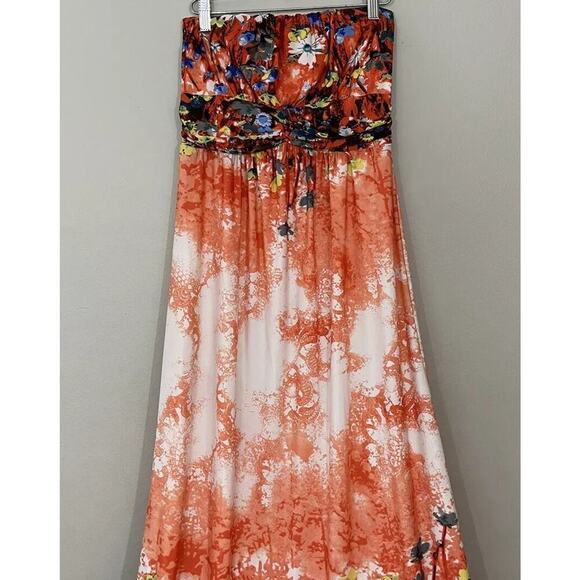 Caroline Morgan Strapless Colorful Dress Floral Print Strapless Size AUS10 Boho - Picture 7 of 8